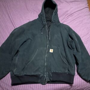 Carhartt Men's Faded Black Hooded Canvas Jacket